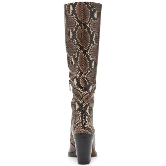 VINCE CAMUTO Gravana Knee High Western Boot Brown Snake 6 NEW $229 - Picture 2 of 10